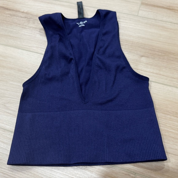 Urban Outfitters Tops - Urban Outfitters Out From Under Dark Blue Deep Plunge V-Neck Ribbed Tank